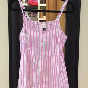 Pink and White Striped Sleeveless Dress